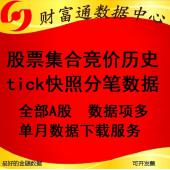 沪深股票集合竞价历史tick快照分笔每月数据