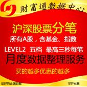 沪深level2股票分笔tick历史五档成交明细高频数据每天盘后下载每月