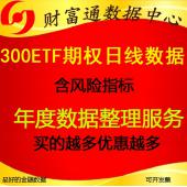 沪深300（上交所）ETF期权日线隐含波动率DELTA|VEGA|GAMMA|THETA历史数据每年