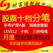 沪深level2股票分笔tick历史十档10档成交明细逐笔委托高频每月数据